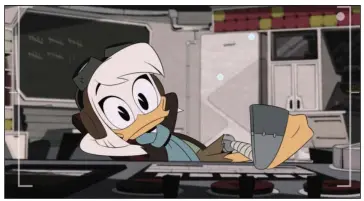  ?? AP/Disney Channel ?? This photo shows a scene from the “What Ever Happened to Della Duck?!” episode of the animated series DuckTales on the Disney Channel. The character, who is Donald’s twin sister and mother to Huey, Dewey and Louie, is among few on a children’s series that has a disability.