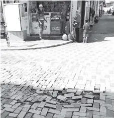  ??  ?? Some of the dislodged street tiles at Sandakan Harbour Square.