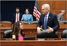  ?? RICKY CARIOTI — THE WASHINGTON POST ?? Rep. James Comer (R-Ky.), chairman of the House Oversight Committee, speaks to Rep. Lauren Boebert (R-Colo.).