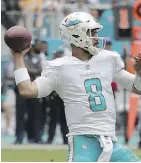  ?? LYNNE SLADKY/THE ASSOCIATED PRESS ?? Miami QB Matt Moore will start Thursday against Baltimore.