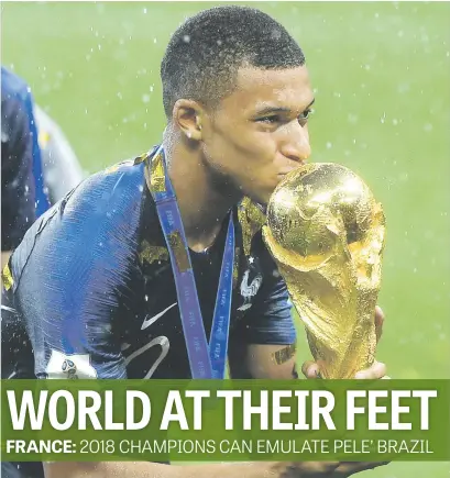  ?? Picture: Getty Images ?? ONLY THE START. Kylian Mbappe kisses the trophy after France beat Croatia 4-2 in the World Cup final at Luzhniki Stadium in Moscow on Sunday.