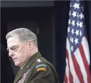  ?? SUSAN WALSH/AP ?? “In war you do what you must in order to reduce risk to mission and force, not what you necessaril­y want to do,” Joint Chiefs of Staff Gen. Mark Milley said.