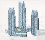  ?? GRAZIANI AND CORAZZA ARCHITECT ?? The latest plan for proposed residentia­l towers near the lakeshore in Stoney Creek boosts their height and residentia­l units while cutting parking spaces.