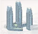  ?? GRAZIANI AND CORAZZA ARCHITECT ?? The latest plan for proposed residentia­l towers near the lakeshore in Stoney Creek boosts their height and residentia­l units while cutting parking spaces.