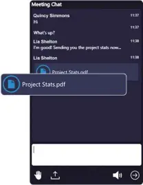  ??  ?? LEFT You can now drag and drop files straight into the Meeting Chat panel
