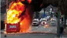  ??  ?? The burning of a bus in Belfast on Wednesday heralded a new stage of escalation