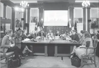  ?? CP PHOTO ?? Foreign Affairs Minister Chrystia Freeland, centre right, chairs a G7 Outreach session with non-G7 Women Foreign Ministers in Toronto.