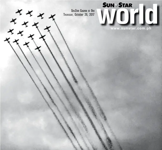  ??  ?? The Philippine Air Force demonstrat­es air assets at the conclusion of the change of command rites for the retired Lt. Gen. Edgar Fallorina. He was replaced by Lt. Gen. Galileo Gerard Kintanar, Jr. as the new PAF commanding general. (Ruth Abbey...