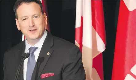  ?? COLLEEN DE NEVE/ CALGARY HERALD ?? Greg Rickford, Canada’s minister of natural resources, told the Calgary Petroleum Club that Liberal Leader Justin Trudeau’s plan for a carbon pricing scheme will end up costing Canadians more for “gas, groceries and everything else.”