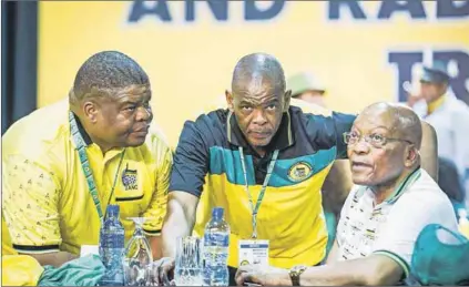  ?? Photo: Delwyn Verasamy ?? The plot thickens: Former state security minister David Mahlobo, embattled ANC secretary general Ace Magashule and former president Jacob Zuma.