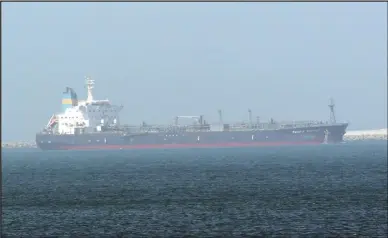  ?? ASSOCIATED PRESS ?? This undated photo made available by Nabeel Hashmi shows Liberian-flagged oil tanker Pacific Zircon, operated by Singapore-based Eastern Pacific Shipping, on Aug. 16, in Jebel Ali port, in Dubai, United Arab Emirates.