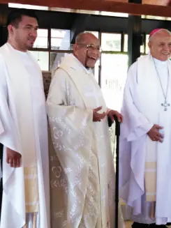  ??  ?? REV. Fr, Colombano Adag with mass celebrants at the Monastery of the Transfigur­ation