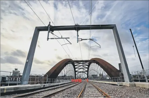  ?? PICTURE: PETER BYRNE/PA. ?? ‘MAJOR MILESTONE’: The Ordsall Chord bridge in Manchester, which has been completed as part of a multi-million-pound rail developmen­t of the North Rail plans.