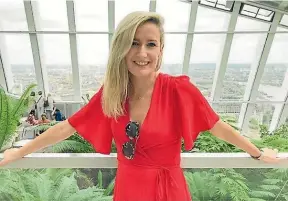  ??  ?? Janaya Wilkins at the top of the ‘‘Walkie Talkie’’ building in central London. She runs a sustainabl­e swimwear business based in Britain.