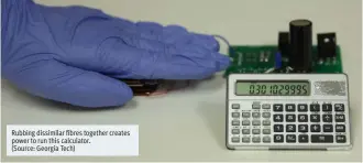  ??  ?? Rubbing dissimilar fibres together creates power to run this calculator. (Source: Georgia Tech)