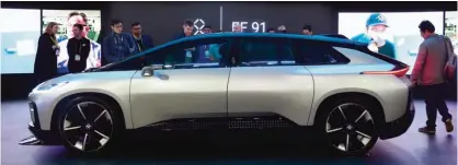  ??  ?? LAS VEGAS: Faraday Future’s FF91 electric car on display at the 2017 Consumer Electronic Show (CES) in Las Vegas, Nevada on Saturday.