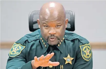  ?? AMY BETH BENNETT/SUN SENTINEL ?? Sheriff Gregory Tony speaks during a meet-and-greet with members of the media at the Broward County Public Safety Building on Thursday.