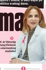  ??  ?? Prof. dr Viktorija Vučaj Ćirilović o alarmantno­j statistici