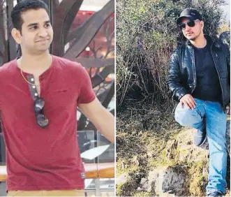  ?? GOFUNDME/CP ?? Pawan Kathait, left, and Anand Panwar in photos from a GoFundMe fundraisin­g page. A friend says the two men, victims of a deadly crash in Jasper National Park, worked together at an Indian restaurant in Banff. Deepak Bhatt has set up a GoFundMe to help Kathait and Panwar’s families, who live in India.