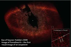  ??  ?? Eye of Sauron: Hubble’s 2008 image of Fomalhaut b – the first visual image of an exoplanet