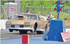  ??  ?? Greg Hehr’s Super Gas Camaro gets air at Sunday’s Lordco races at Mission Raceway Park.