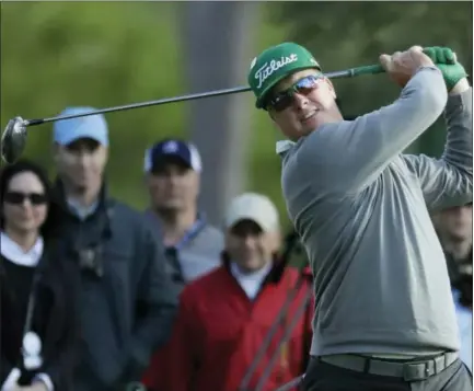  ?? CHRIS CARLSON — THE ASSOCIATED PRESS ?? Charley Hoffman hits a drive on the 18th hole during the first round of the Masters Thursday.