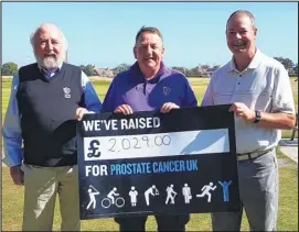  ??  ?? Littleston­e Warren Golf Club charity day organiser Dave Howe, with men’s captain Mark Purkiss and John Harman