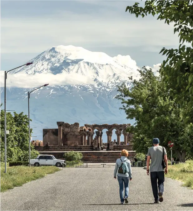  ??  ?? Zvartnots Cathedral: add to the bucket list — walk to the 7th century armenian cathedral in vagharshap­at. Zvartnots was added to the UnesCo World heritage list and is popular with tourists