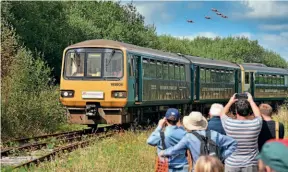  ?? LMMR ?? On August 28, 2021, the Llanelli & Mynydd Mawr Railway held what has been described as possibly the most successful open day in its history; a Pacer gala, with all three units now based on the line in service. The day saw an impromptu flypast by the Red Arrows.