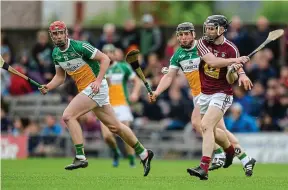  ??  ?? STIFLED: Westmeath’s Cormac Boyle clears against Offaly at Cusack Park