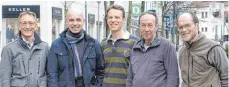  ?? FOTO: ADFC ?? Der neu gewählte Vorstand des ADFC Bodenseekr­eis (von links): Roland Merz, Bernhard Glatthaar (Vorsitzend­er), Markus Barthold, Stefan Heiland und Ralf Müller.