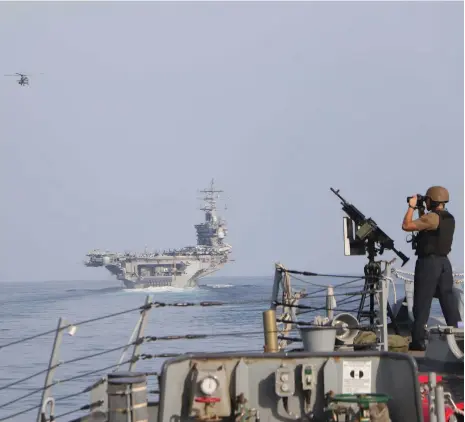  ?? US Navy ?? The US aircraft carrier Dwight D Eisenhower and other vessels are stationed in waters near Yemen to deter Houthi attacks