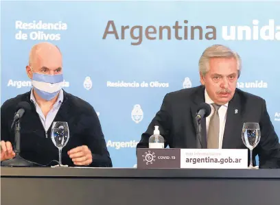  ?? NA ?? Horacio Rodríguez Larreta y Alberto Fernández volvieron a verse el jueves en la quinta presidenci­al.