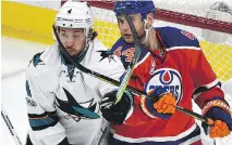  ?? ED KAISER ?? Brenden Dillon and the San Jose Sharks delivered a wake-up call to Zack Kassian and the Edmonton Oilers on Wednesday.