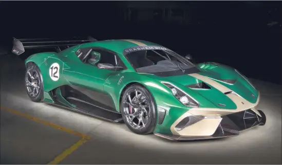  ??  ?? The Brabham BT62 supercar is powered by a Brabham 5.4-litre V8 engine which produces 700 hp and 492 ft/lb of torque with an aggressive aerodynami­c package that delivers more than 1,200 kg of downforce.