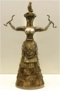  ??  ?? ABOVE: The faience ‘Snake Goddess’ figurine.