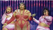  ?? SLEZAK/THE DALLAS MORNING NEWS/TNS REBECCA ?? Lizzo performs in Dallas Oct. 28, 2022. Throughout her career, Lizzo has been outspoken about body positivity, and has built a lucrative empire while doing so.