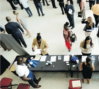  ?? LYNNE SLADKY/THE ASSOCIATED PRESS ?? A job fair in Florida. A private survey shows that American businesses added 213,000 workers in June, a sign of health and resilience for the U.S. labour market and economy.