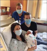  ??  ?? Dana and Matthew Wrigley of Stamford with baby Lilah and Niki Foley, RN