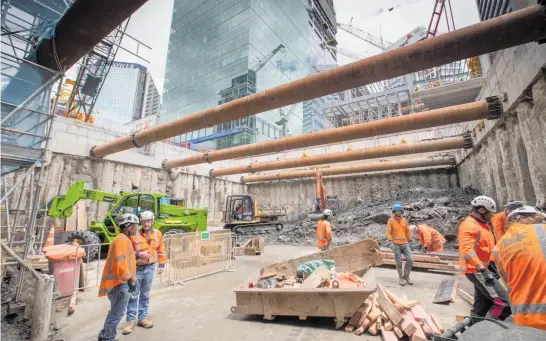  ?? Photos / Greg Bowker ?? The view up from the vast hole in the ground where Queen Elizabeth Square used to be.