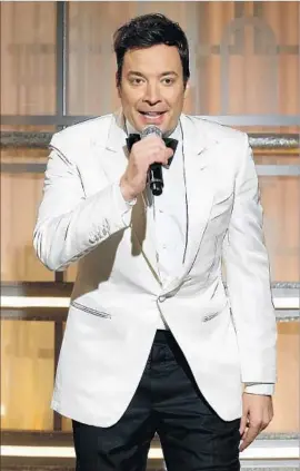  ?? Paul Drinkwater NBC ?? “TONIGHT SHOW’S” Jimmy Fallon makes a gung-ho Golden Globes host, playing to his song-and-dance strengths, though he did get in a few pointed jabs.