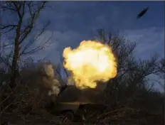  ?? Evgeniy Maloletka/Associated Press ?? A Ukrainian self-propelled howitzer brigade fires toward Russian forces Friday during fighting at the front line near Bakhmut, Ukraine.