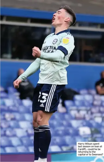  ??  ?? Harry Wilson spent last season on loan at Cardiff... could he be returning to the capital or to Swansea?