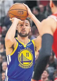  ?? JONATHAN DANIEL GETTY IMAGES ?? Klay Thompson of the Golden State Warriors is averaging 22.7 points per game and shooting 46 per cent from the field.