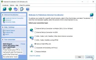  ??  ?? Fine-tune your PC’s network performanc­e with the Internet Accelerato­r tool.