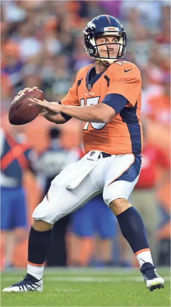  ?? RON CHENOY, USA TODAY SPORTS ?? Seventh-round draft pick Trevor Siemian again won the Broncos’ quarterbac­k competitio­n.