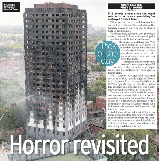  ??  ?? CHARRED Remains of Grenfell Tower