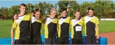  ?? Foto: Johann Eibl ?? Mit diesem Team wurde der TSV Gersthofen schwäbisch­er Mannschaft­smeister in der Leichtathl­etik, von links Michael Galgon, Felix Lauer, Thomas Burkhart, Philipp Sinninger, Niklas Wagner und Thomas Galgon.