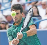  ?? JOHN MINCHILLO/ASSOCIATED PRESS ?? Novak Djokovic has reached the finals in Cincinnati five times and lost every time. He’s trying to become the first to win all nine ATP Masters 1000 championsh­ips. He won Friday in two sets.