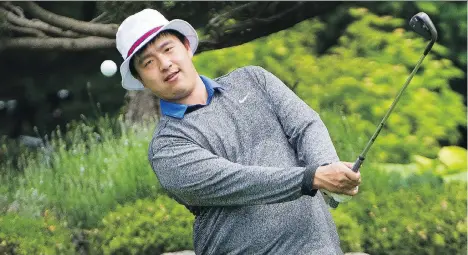  ?? ARLEN REDEKOP ?? Eugene Wong, seen at Point Grey Golf Club, is back on the Mackenzie Tour after finding success on the China Tour.